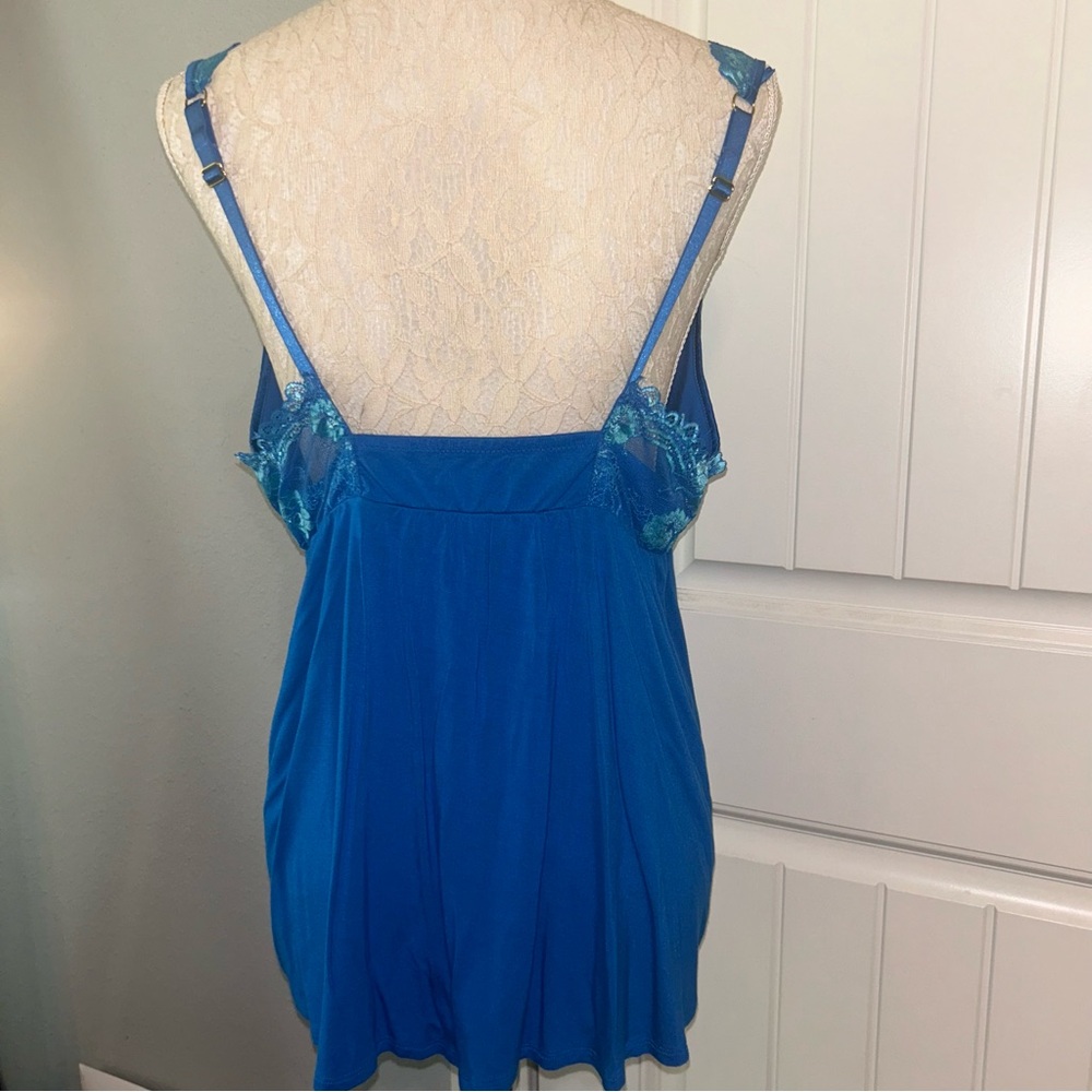 Soma Blue Pajama Nightie Top Adjustable Straps Floral Lace Women’s XL - Picture 4 of 7